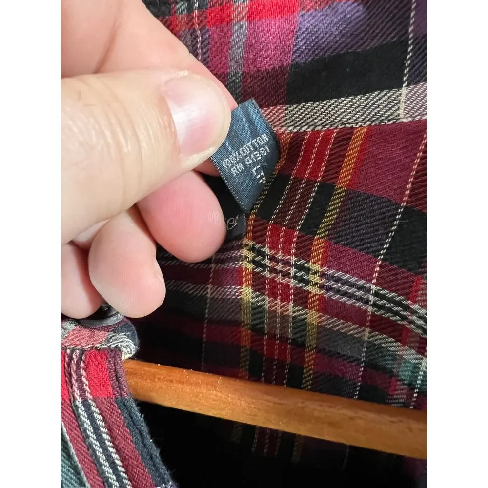 Polo Ralph Lauren Classic Red Plaid Button-Down Flannel Shirt Casual Long Sleeve